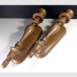 Charles Lester's Wood Wall Sconces Pair Vintage Mid Century Bronze Painted